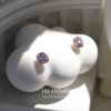 islandio原创设计薰衣草紫色，圆钻45mm宝石纯银，耳钉女小众简约养耳