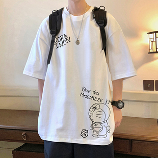 多啦A梦卡通短袖t恤男2024夏季cityboy日系纯棉半袖潮牌体恤