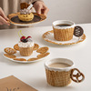 ins韩式卡通面包家用菜盘甜品蛋糕早餐盘甜筒饼干咖啡杯马克杯子