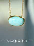 afra原创海浪天然蓝色，宝石18k金项链，锁骨链简洁女生日礼物