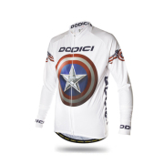 美国队长骑行服短袖长袖上衣吸湿排汗速干骑行裤春夏季男款白色