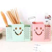 笑脸筷笼多功能筷子筒塑料筷托沥水家用餐具置物架筷勺收纳盒