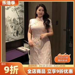 glec高端胖mm大码女装2024年中国风改良版，刺绣旗袍连衣裙礼服
