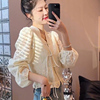 新中式白色衬衫女韩版时尚蕾丝，绣花上衣韩版减龄，气质休闲上衣外套