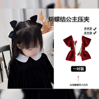 韩版儿童，发夹女童丝绒蝴蝶结压夹