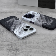 黑白艺术纹理 适用iPhone14Pro手机壳半包磨砂菲林硬壳全包边苹果15ProMax个性13时尚12Pro简约11/XR/XSMAX