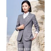 2024年高端西服套装女士职业西装灰色工作服正装外套正式场合礼服