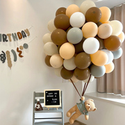 创意小熊公仔热气球复古棕色飘空宝宝生日宴婚礼派对装饰场景布置