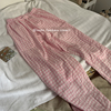 omg!这个粉嫩的格子睡裤我心动了!薄款宽松透气粉白格子家居裤