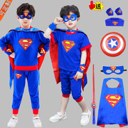 超人衣服儿童短袖套装蝙蝠侠服装六一幼儿园男童走秀角色扮演出服