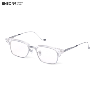enson9日系级板材金属半框平光镜潮男 复古个性可配近视眼镜架