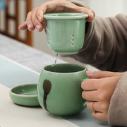 茶杯女士个人专用青瓷杯过滤陶瓷同心杯办公室杯子茶杯陶瓷茶杯
