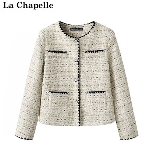 拉夏贝尔/La Chapelle秋季名媛小香风法式粗花呢外套长袖上衣