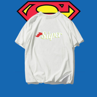 超级英雄超人情侣装运动大码T恤衫时尚原宿风纯棉宽松短袖t恤