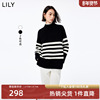 蔡文静同款LILY2023女装含绵羊毛复古保暖高领气质针织衫