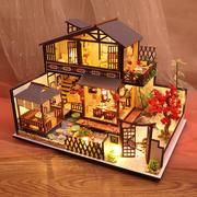 diy小屋模型手工房子别墅制作礼物，拼装建筑生日创意玩具小日式风