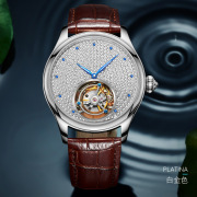 士手表机械镂空镶钻皮带表瑞士机芯品牌腕表防水机械表男时尚