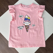 女童夏季儿童上衣短袖粉色印花小童T恤