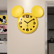 米奇可爱夜光挂钟儿童房客厅，家用2022网红卡通挂墙静音时钟表