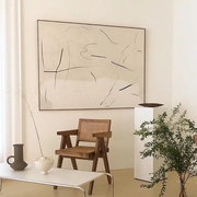 北欧现代简约风格线条画抽象色块装饰画背景，落地画客厅玄关无框画