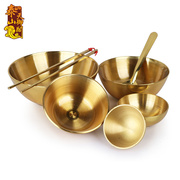 铜碗饭碗勺子筷子套装纯铜加厚手工金饭碗摆件白癜风补铜餐具套装