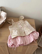 TF童装女童套装2024夏装儿童宝宝时尚碎花吊带灯笼短裙两件套