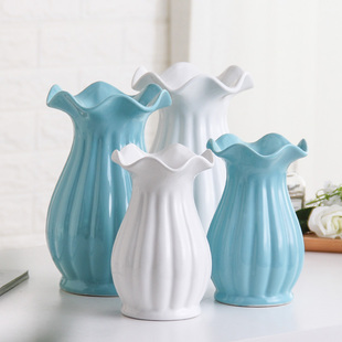 北欧风格陶瓷花瓶小清新水培透明插花简约白现代(白现代)客厅家居装饰摆件