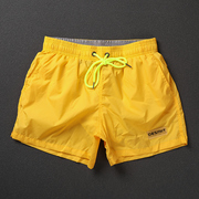 亮黄色跑步健身运动短裤速干可下水沙滩短裤，男士度假游泳装备国潮