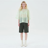 原创设计Lou de Nannan夏季淡绿色宽松半袖针织提花针织+内搭