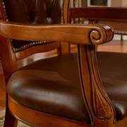 鹊卡扶手椅实木雕花，欧式餐椅咖啡扶手椅美式吃饭椅子，酒店会