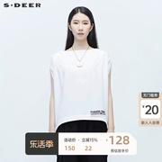 sdeer圣迪奥上衣夏女高级感女装字母印花蝙蝠T恤女夏S20280131