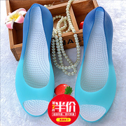 韩版凉鞋女夏水晶塑料鱼嘴果冻，鞋百搭平底坡跟防滑洞洞沙滩鞋