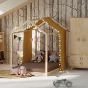 上形孩在儿童木房子白蜡木儿童床1.21.5米全实木环保网红家具