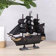 实木帆船模型黑珍珠号船模，加勒比海盗船创意装饰品工艺船摆件