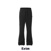 EXTM美式高街宽松纯色运动休闲卫裤男女潮牌铆钉重磅直筒微喇长裤