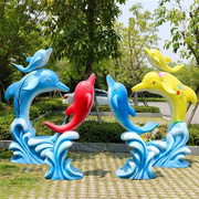 海洋旅馆公园玻璃钢海豚雕塑，售楼处水上乐园，景区仿真海洋动物摆件