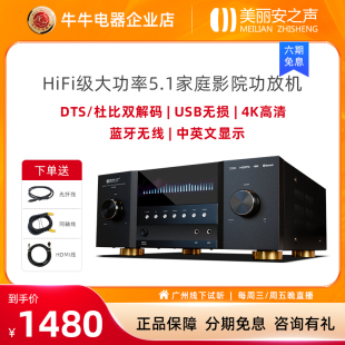 美丽安之声AV295功放4K高清HDMI蓝牙USB家庭影院5.1大功率功放机
