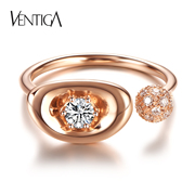 VENTIGA/梵蒂加18K玫瑰金钻石戒指小分数个性时尚开口女戒百搭