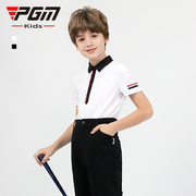 PGM儿童高尔夫服装男女童短袖衣服吸湿速干5扣翻领童装透气亲子装