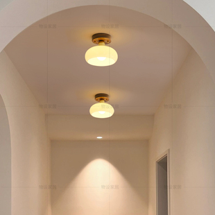 物设 胡桃木全铜吸顶灯 日式复古阳台衣帽间走廊过道卫生间灯具