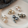 施家大小珍珠耳钉女2023一款多戴轻奢气质，耳环s925银针耳饰品