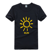 运动会男装韩风男女生宽松男友涂鸦太阳工作服青春阳光sun短袖T恤