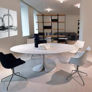 意大利设计师款简约时尚，天然大理石餐桌轻奢定制岩板玻璃钢异形桌