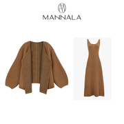 MANNALA丨“慵系审美”经典驼色茧型阔版100羊毛背心裙外套 Q4017