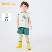 巴拉巴拉短袖套装男幼童夏装，时尚舒适运动风背心短裤两件套