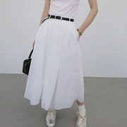 夏季a字裙显瘦气质裙子高腰蛋糕裙法式白色长裙半身裙女2024