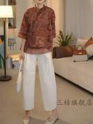 新中式国风改良唐装盘扣衬衫，女春秋气质，减龄胖mm大码女装小衫