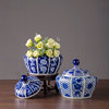 青花瓷罐子带盖家居客厅中式仿古花瓶插花玄关装饰陶瓷摆件储