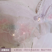 限定梦幻花镜の日系爆闪浅紫花朵水溶雪纺女士系带文胸内衣套装