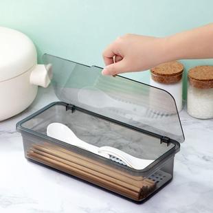 筷子盒沥水托架防尘带盖筷架厨房餐具收纳盒勺叉筷笼塑料方形筷筒